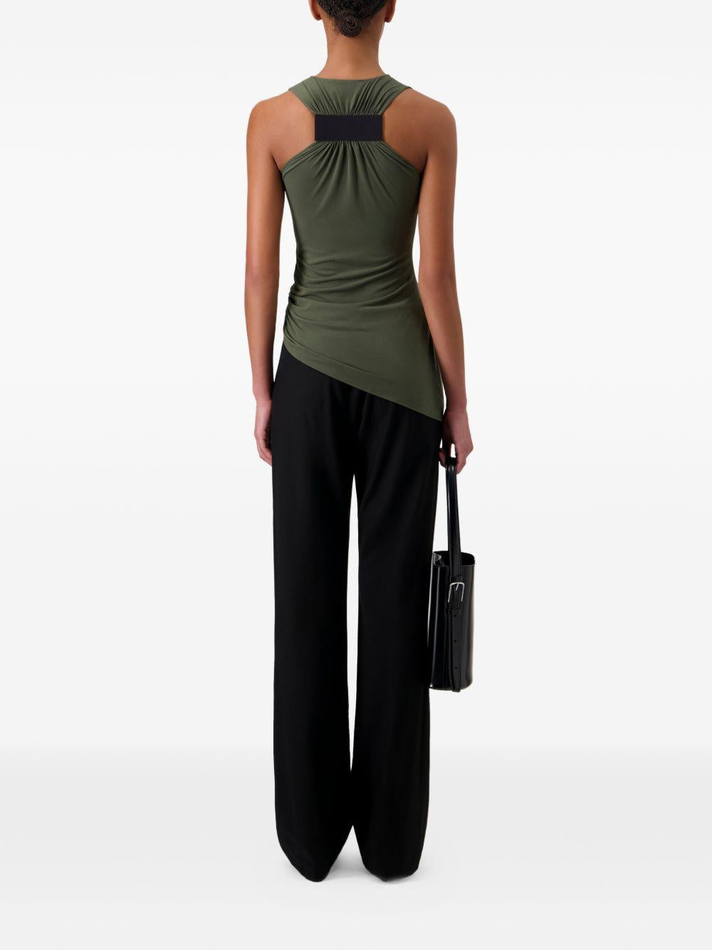 COPERNI Top Taped Suspended drappeggiato in tessuto verde 