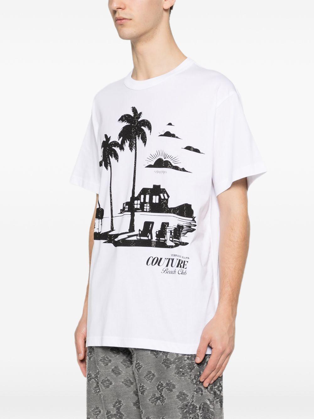 VERSACE JEANS COUTURE T-shirt in cotone bianco con stampa 