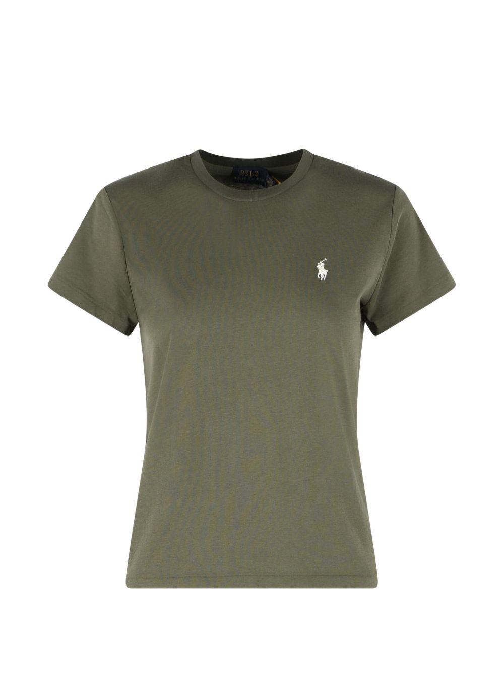 POLO RALPH LAUREN T-shirt verde muschio in cotone con logo ricamato 