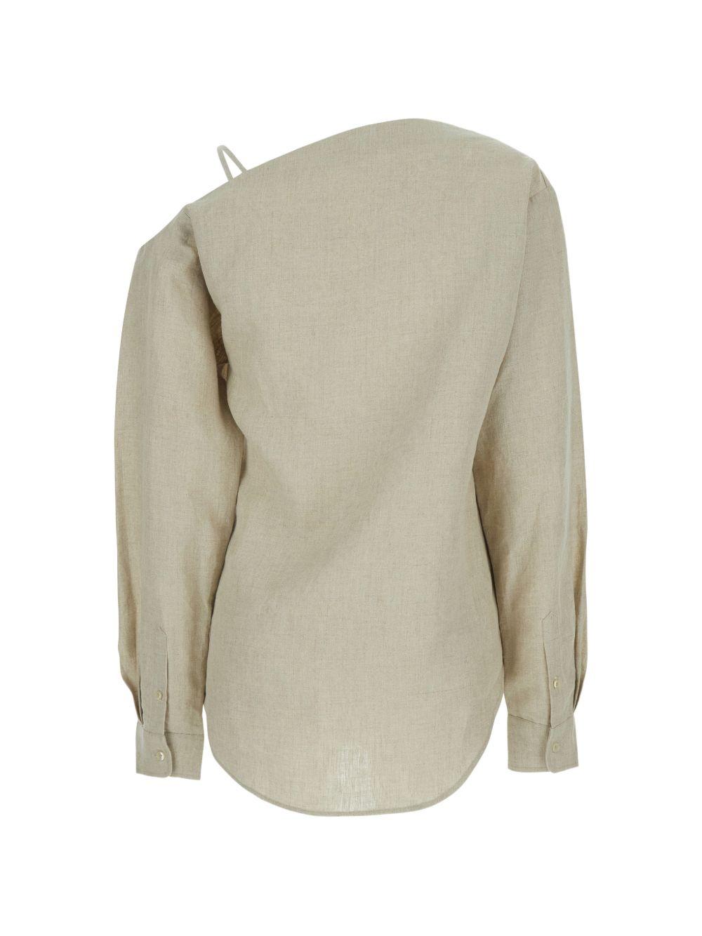 COPERNI Blusa asimmetrica in lino beige 