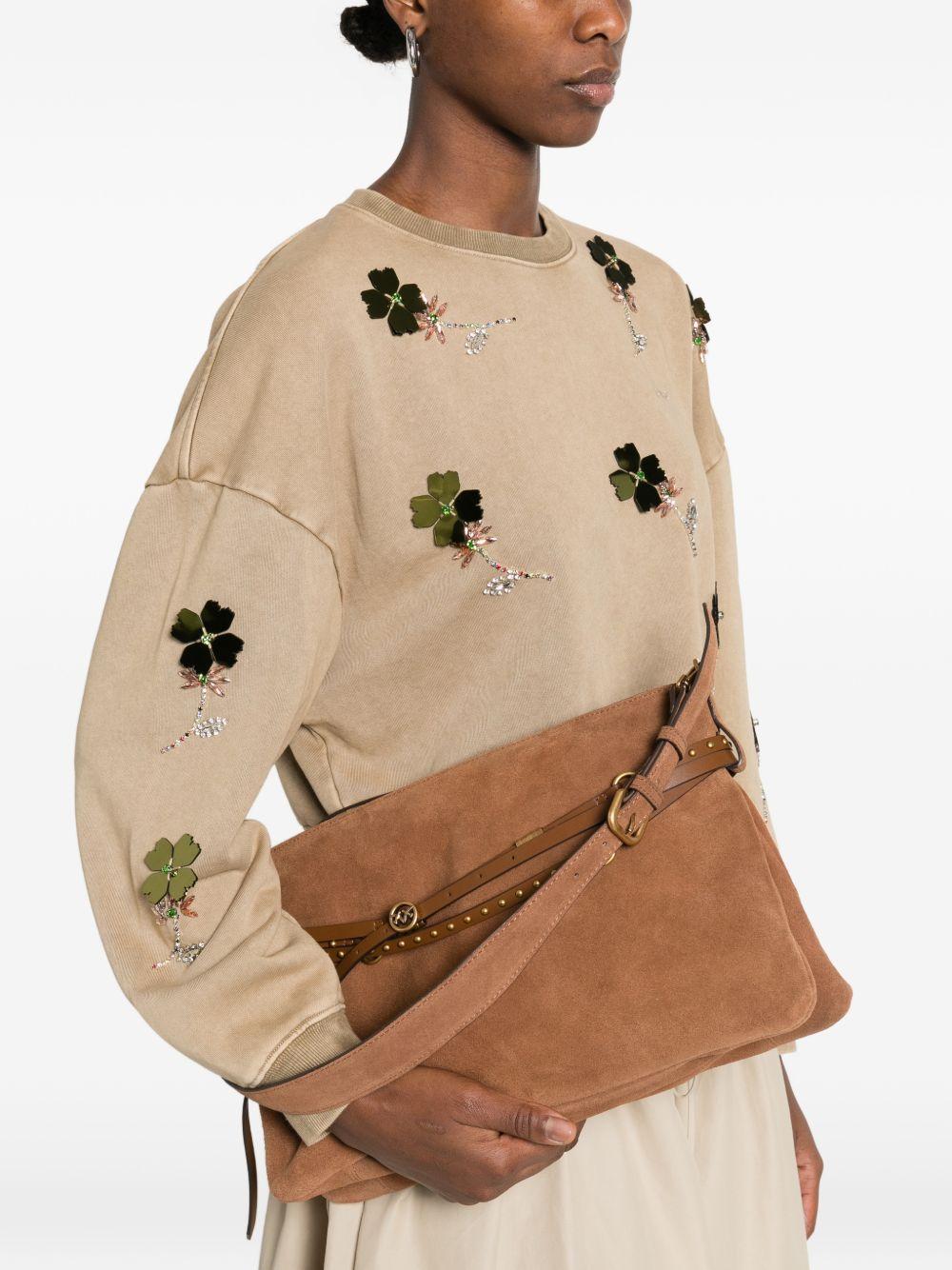 PINKO Borsa a spalla Belt Bag in pelle scamosciata marrone 