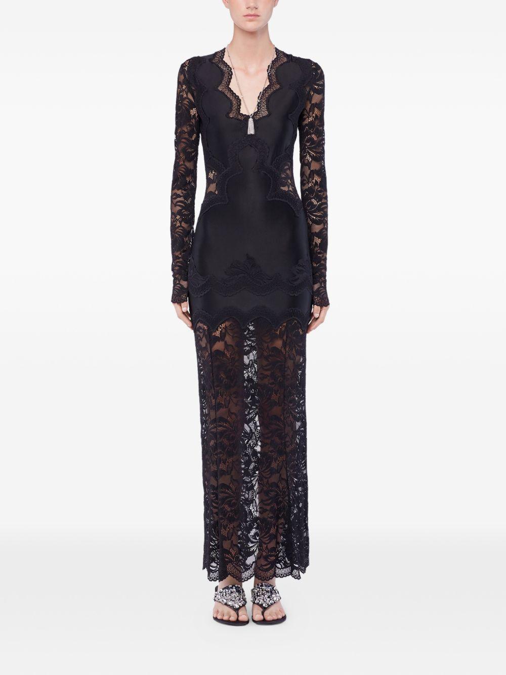 RABANNE Abito lungo in pizzo nero 