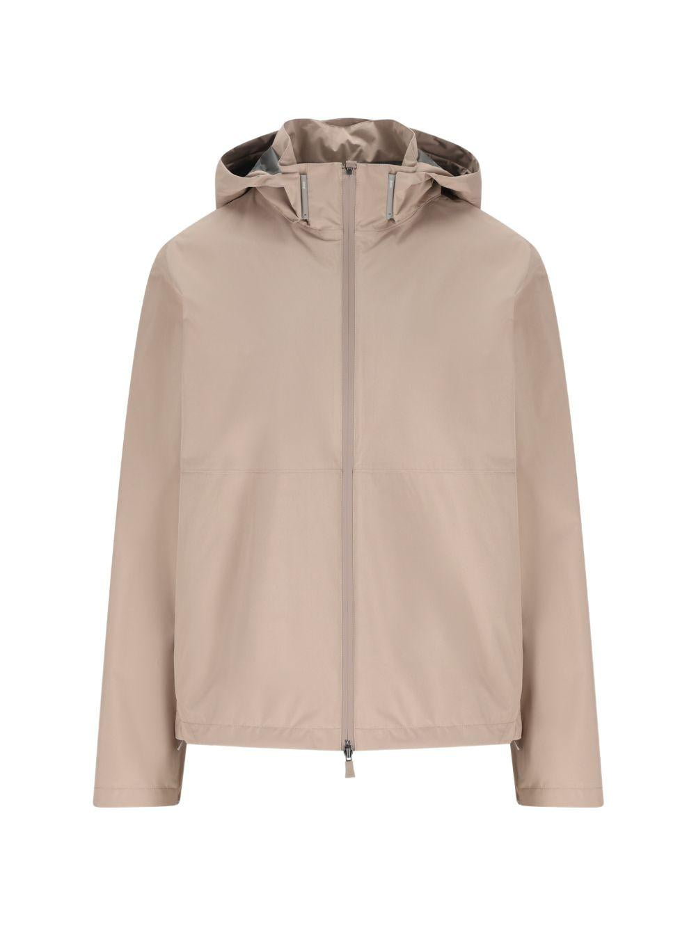 HERNO Giacca con cappuccio e zip beige 