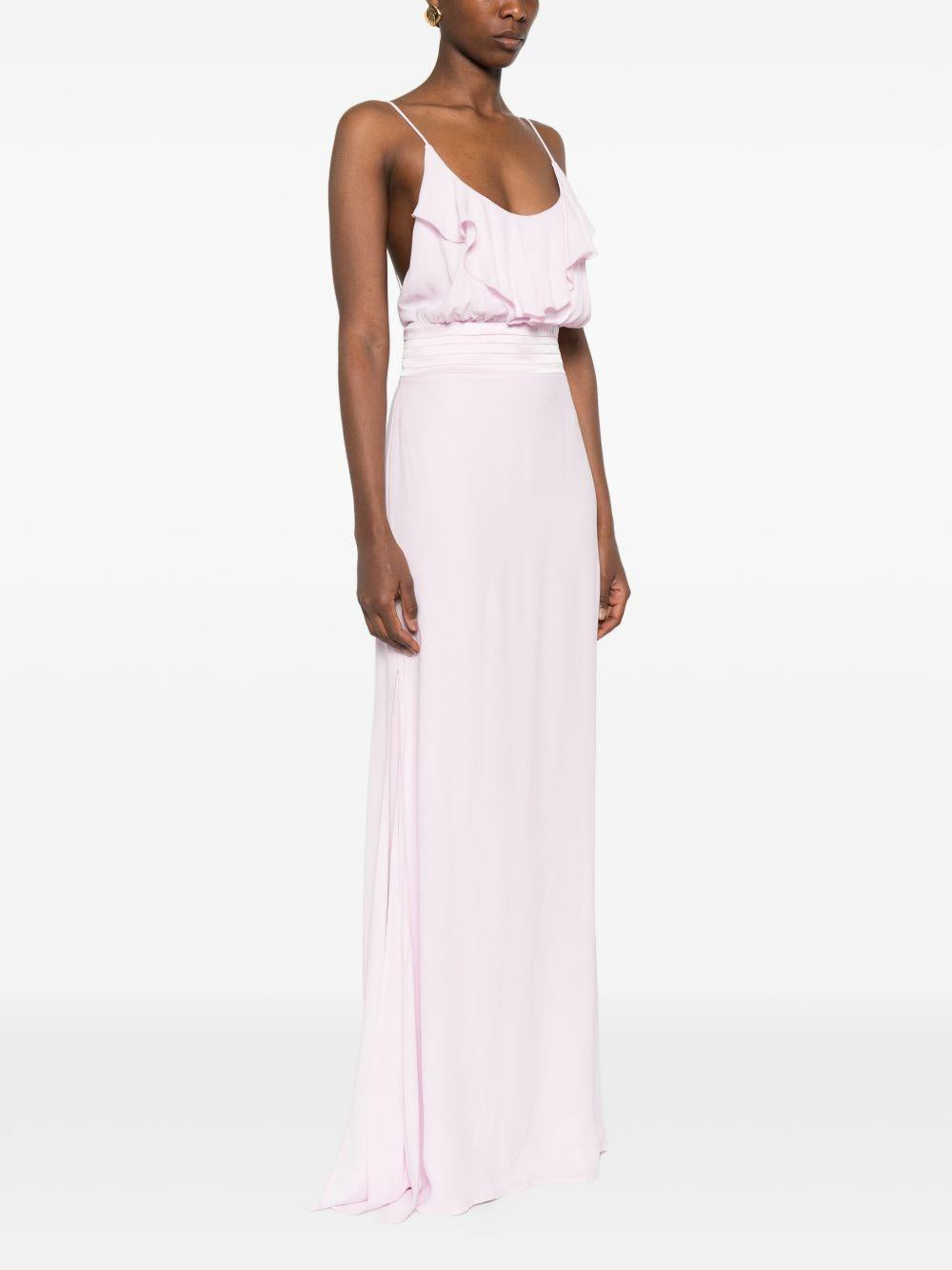 PRONOVIAS Abito lungo rosa con ruches 
