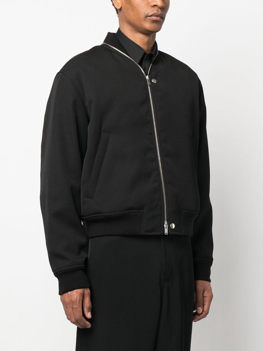 JIL SANDER Bomber in lana misto cotone nero 