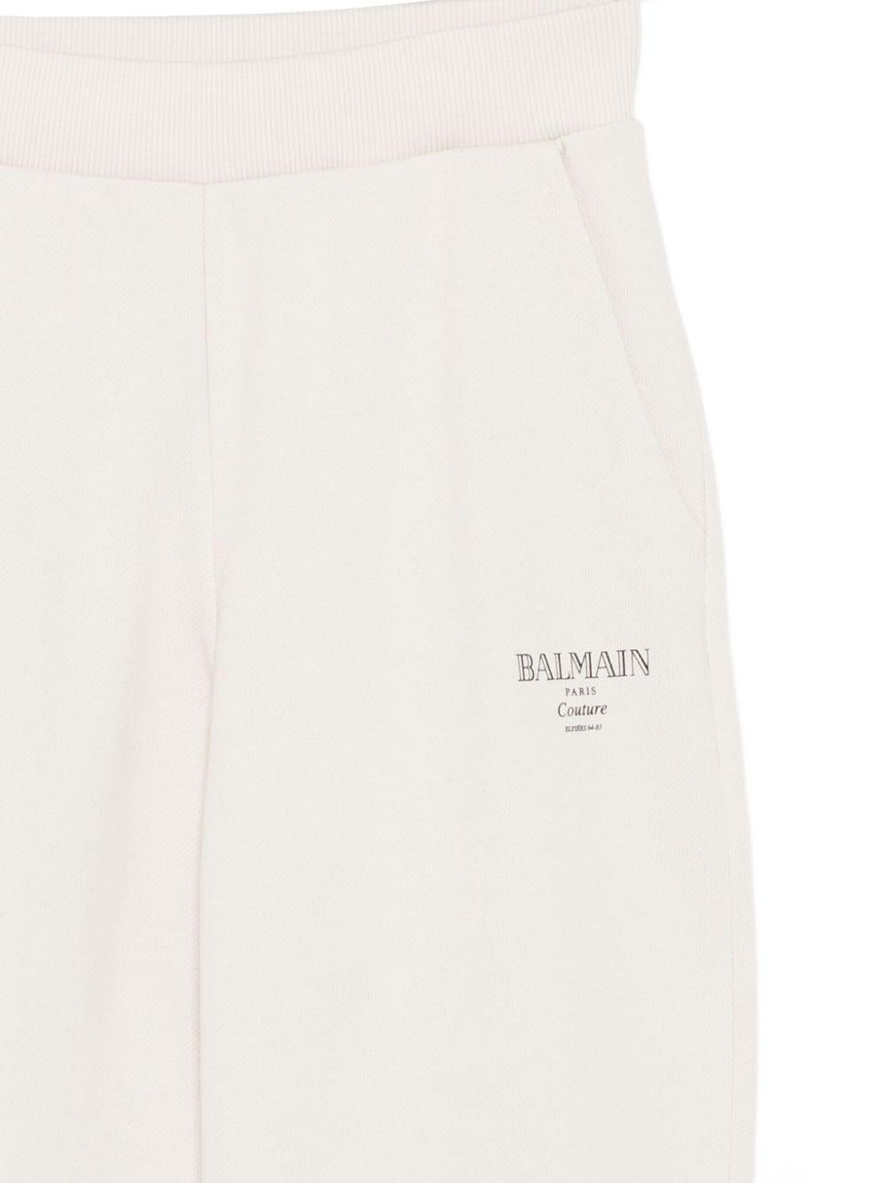 BALMAIN Pantaloni sportivi tuta in cotone beige 