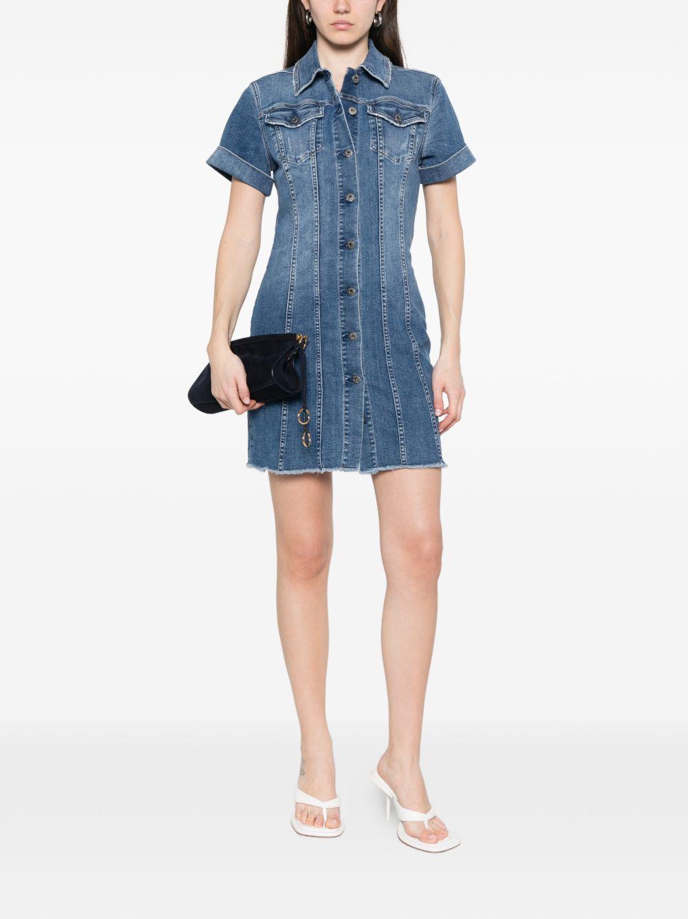 LIUJO Abito corto in blu jeans con tasche 