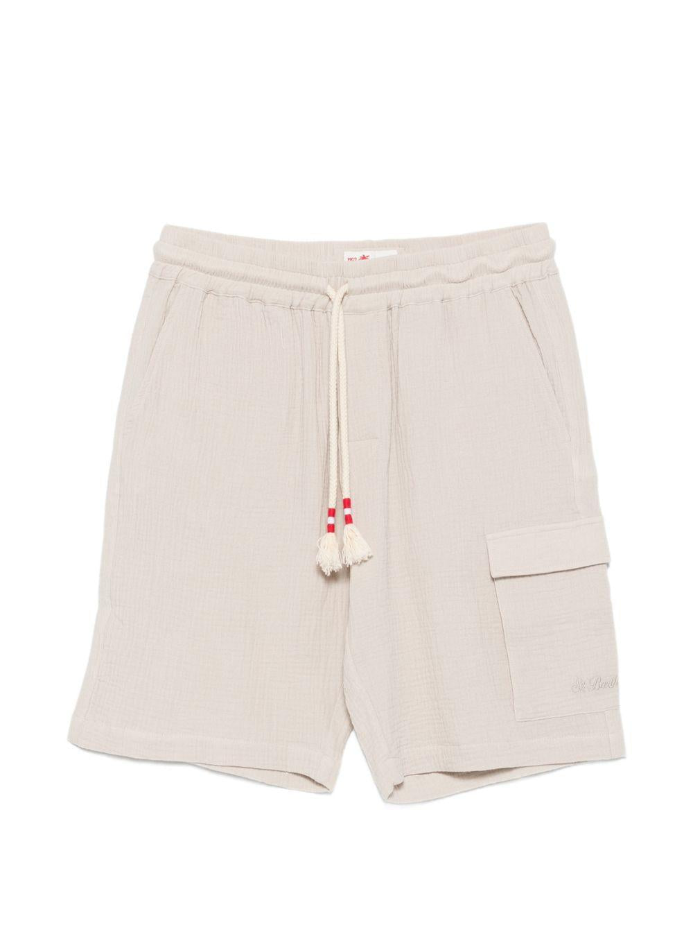 MC2 SAINT BARTH Bermuda Marseille in lino beige morbidi con coulisse 