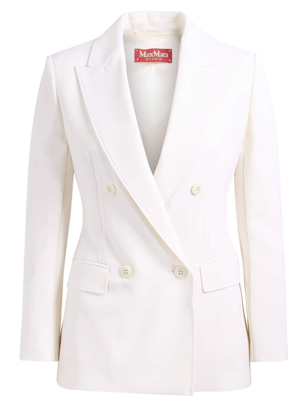 MAX MARA STUDIO Blazer Grembo in lana vergine bianca doppiopetto 