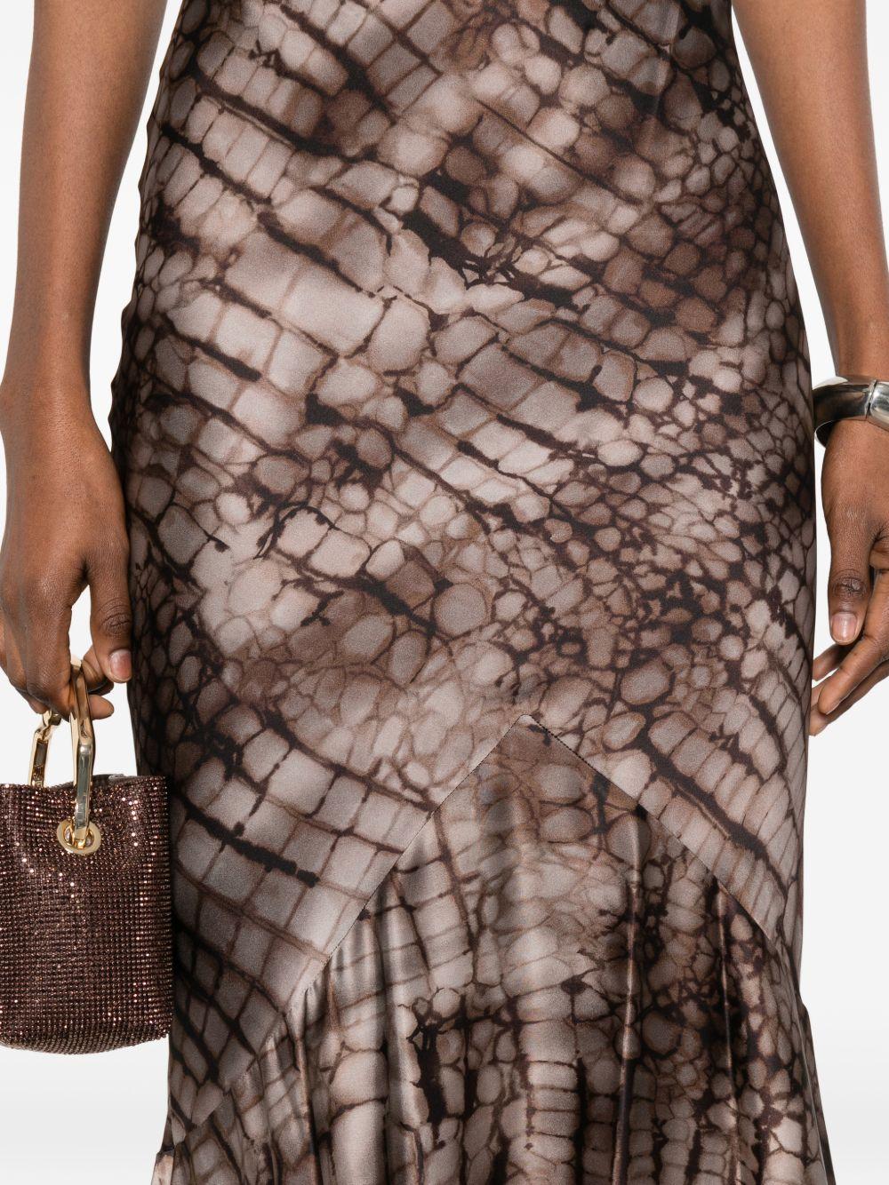 ELISABETTA FRANCHI Abito lungo con stampa animalier 