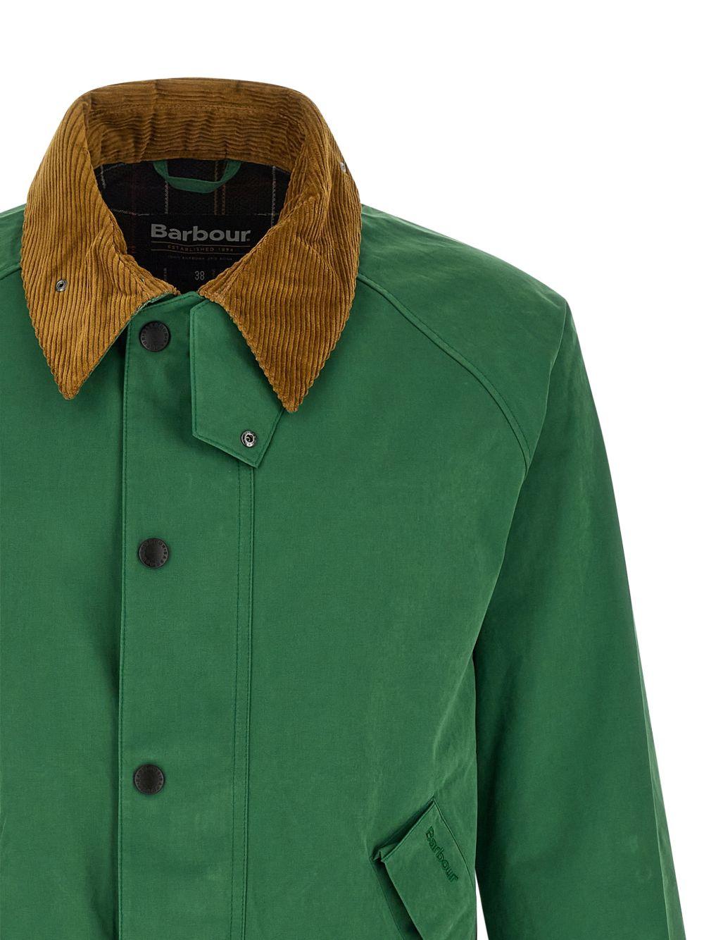 BARBOUR Giacca Transporter verde con colletto in velluto 