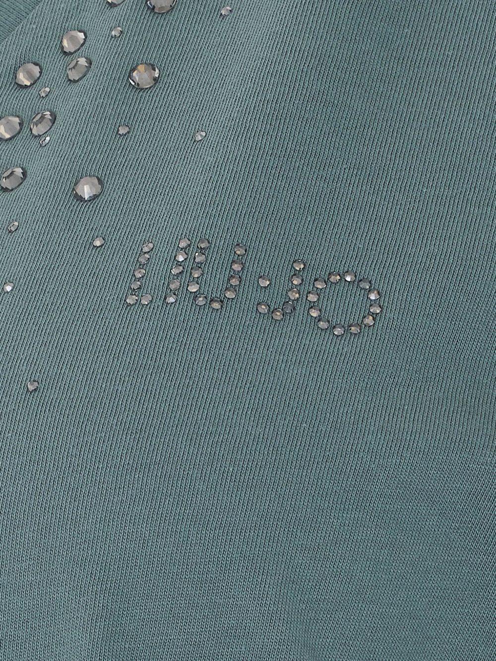 LIUJO T-shirt verde militare con scollo a V 