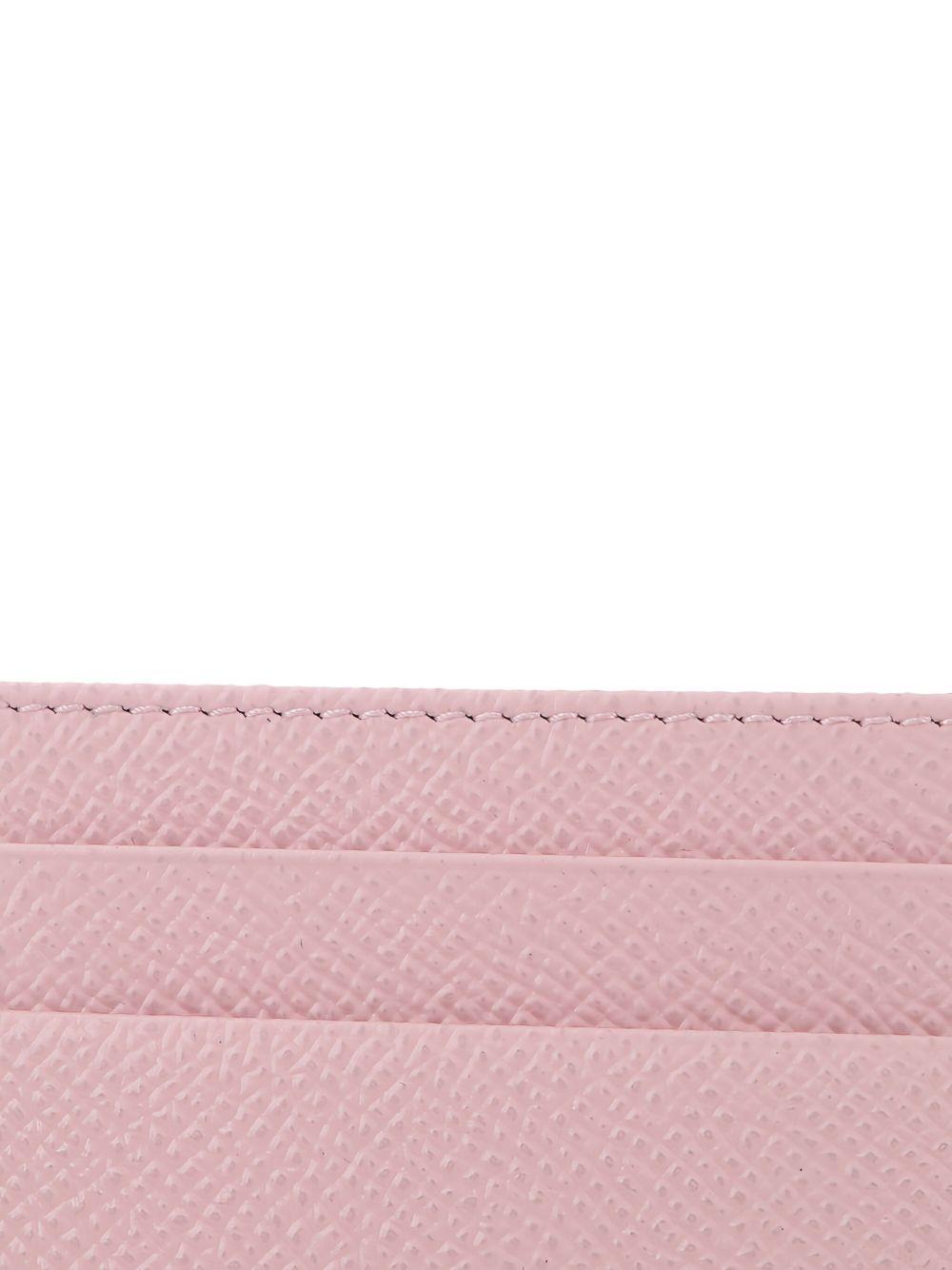 DOLCE e GABBANA Portacarte in pelle rosa con etichetta logo 
