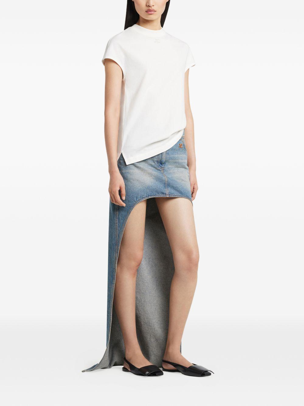 COURREGES T-shirt in cotone bianco a maniche corte 