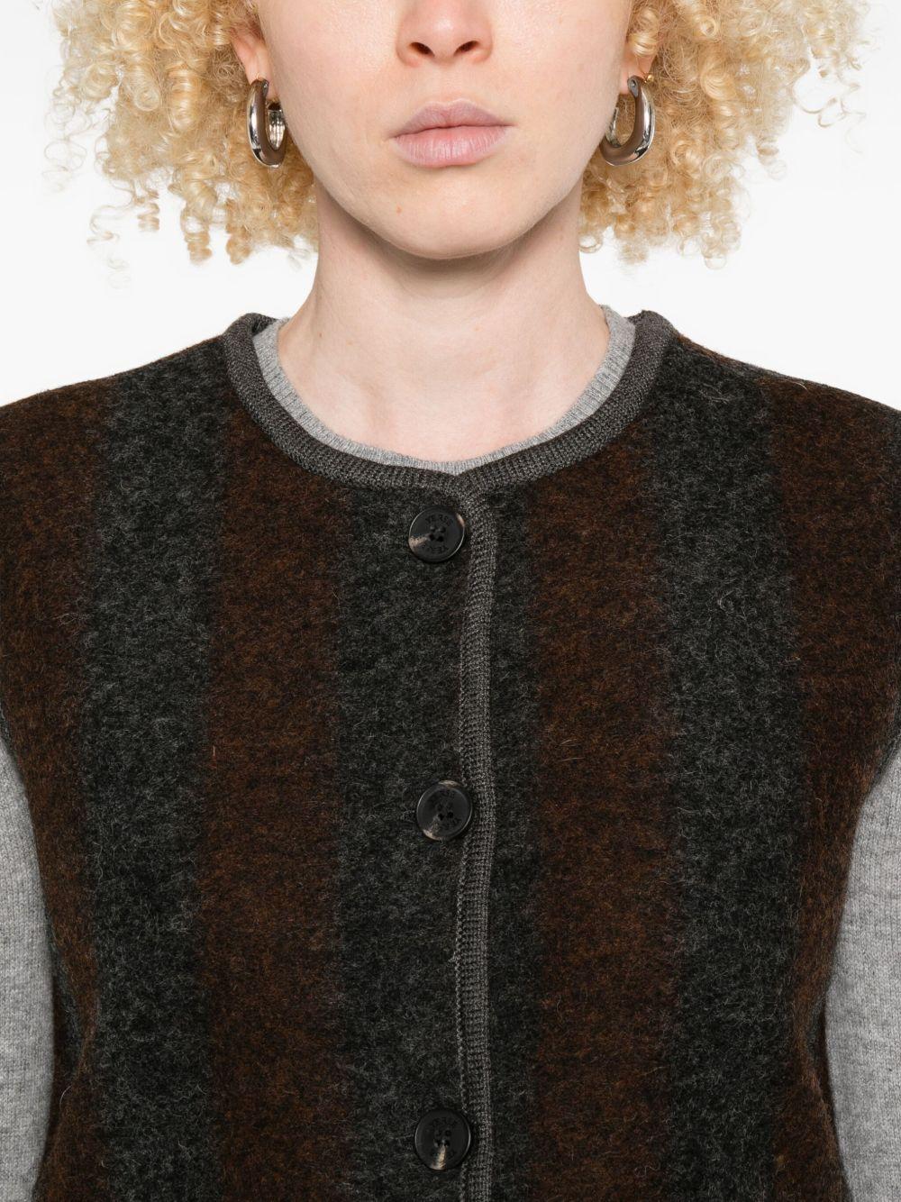 YERSE Gilet Graz a righe marrone e grigio di lana 