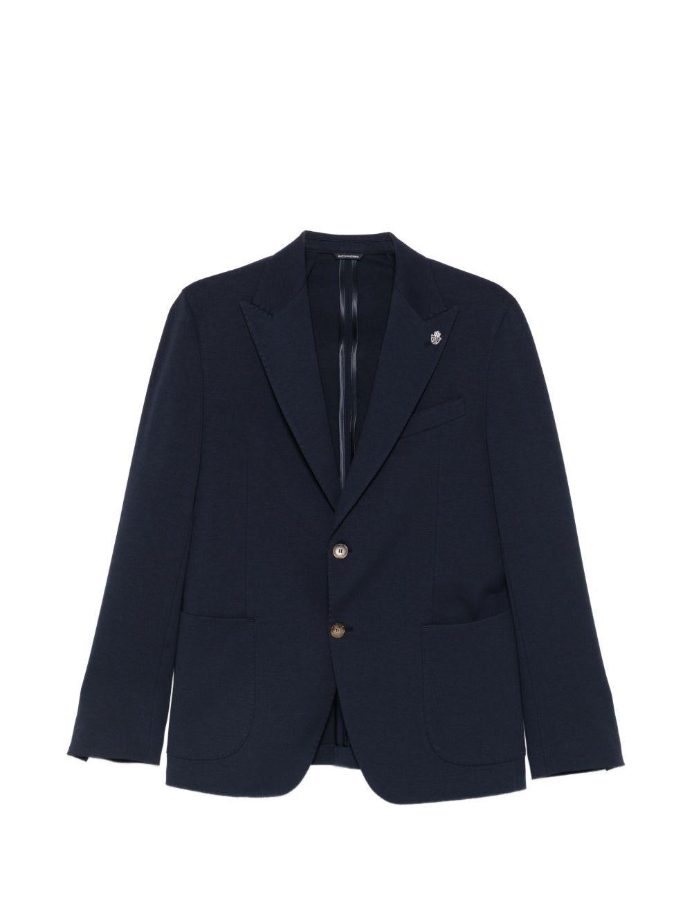 DANIELE ALESSANDRINI Giacca in cotone blu con rever a lancia 