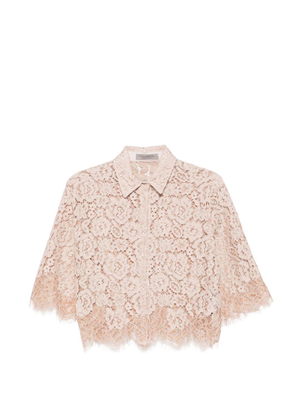 D EXTERIOR Camicia Conc con ricami in pizzo beige chiaro 