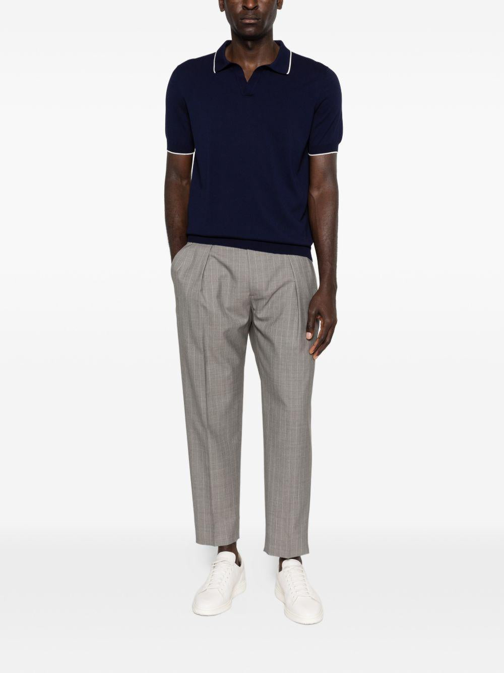 FAY Polo blu navy con profili a contrasto 