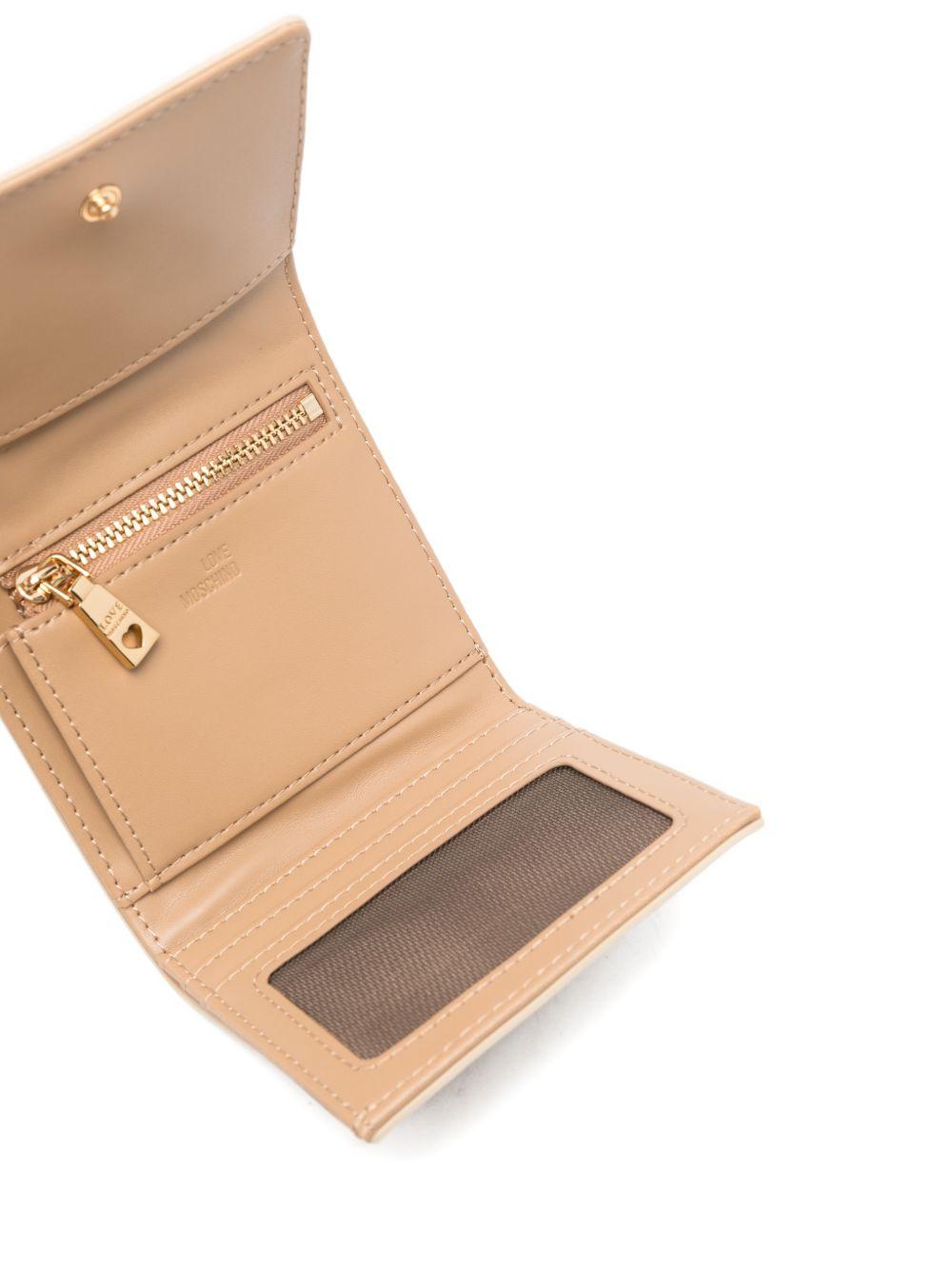 LOVE MOSCHINO Portafoglio trapuntato a conchiglia avorio con chiusura a clip 