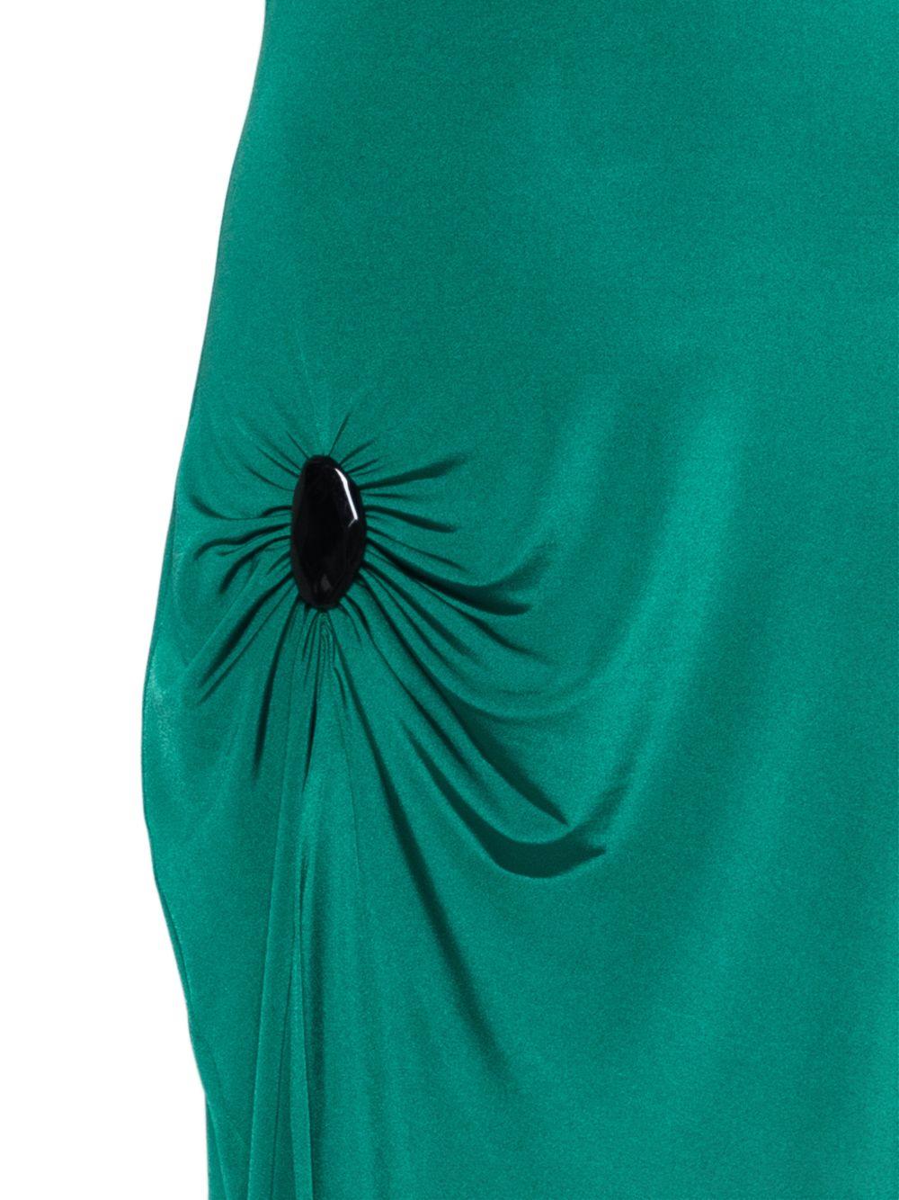 RAQUEL DINIZ Vestito lungo verde senza maniche con drappeggio 