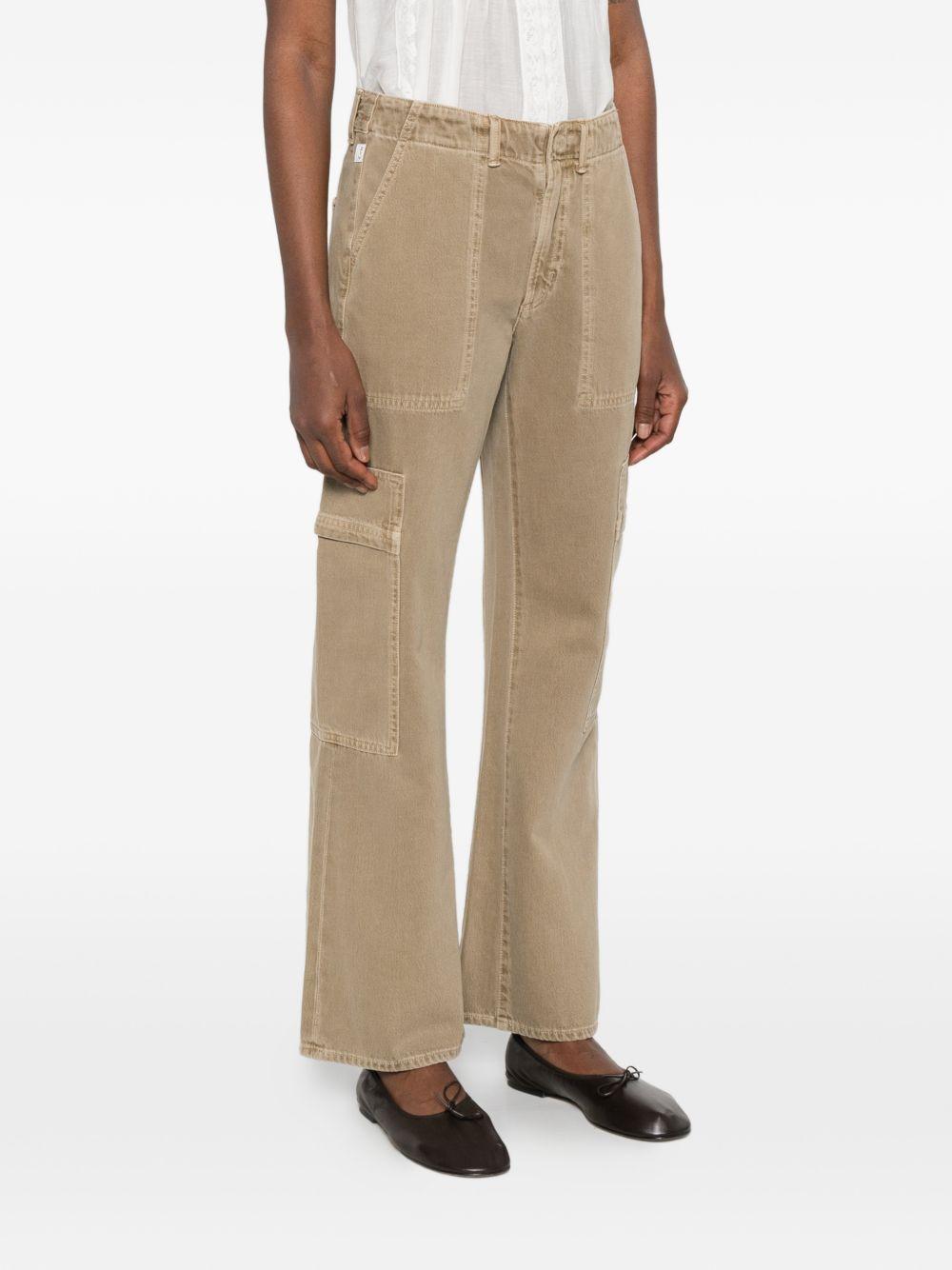 CITIZENS OF HUMANITY Jeans Clina a zampa beige con tasche 