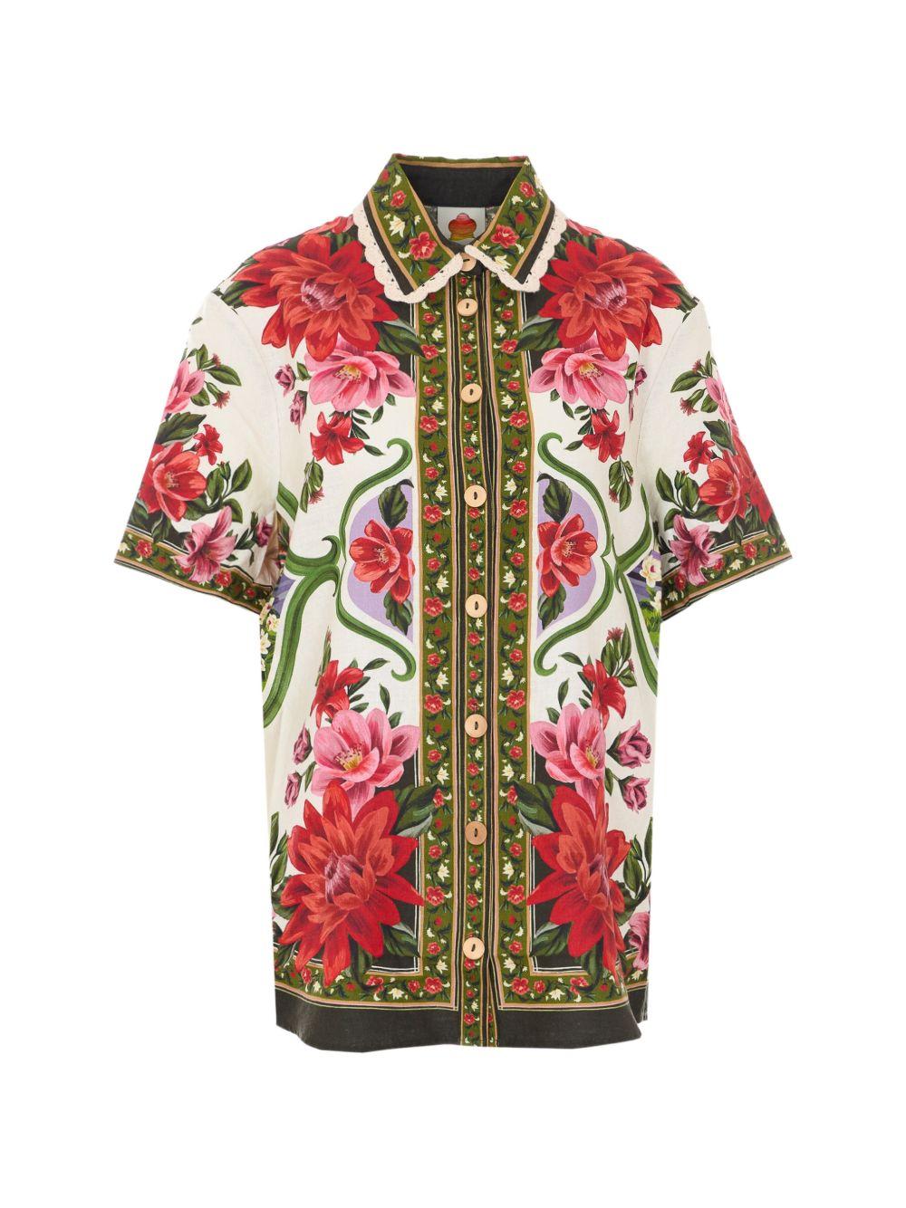 FARM RIO Camicia con stampa floreale in lino multicolore 