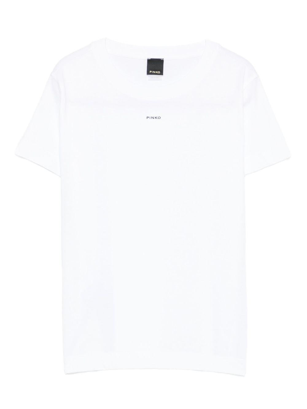 PINKO T-Shirt girocollo in cotone bianco con logo<BR/> 