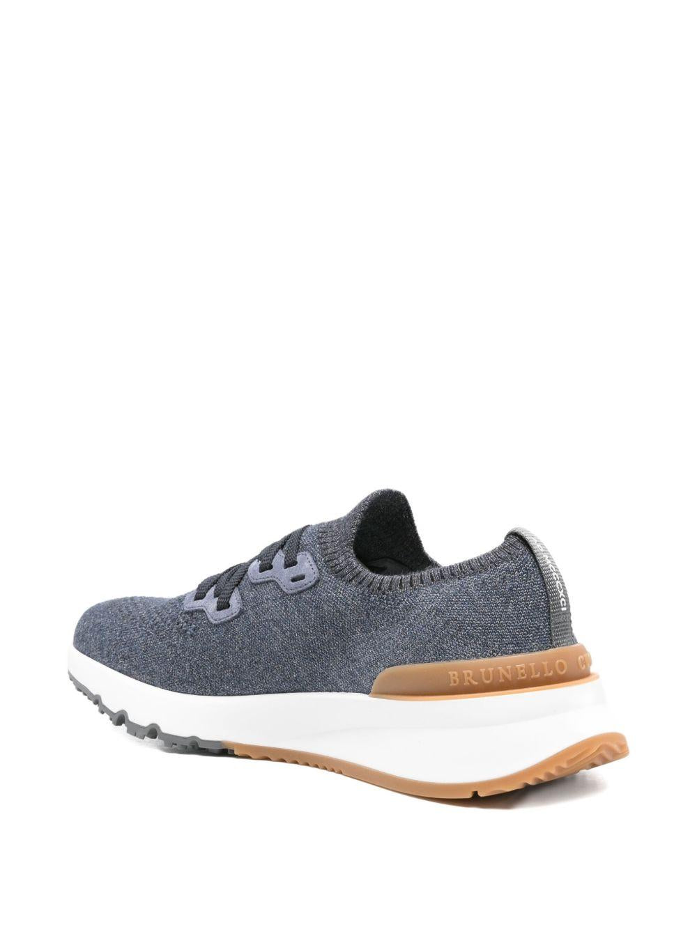BRUNELLO CUCINELLI Sneakers in maglia di cotone blu 
