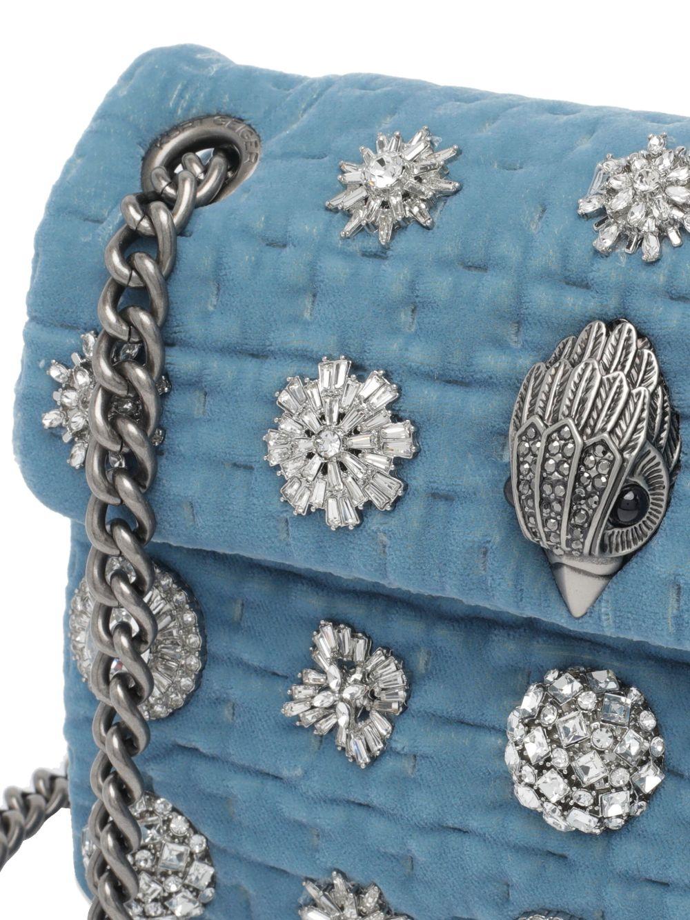 KURT GEIGER Borsa a tracolla mini 'Kensington' in velluto blu 