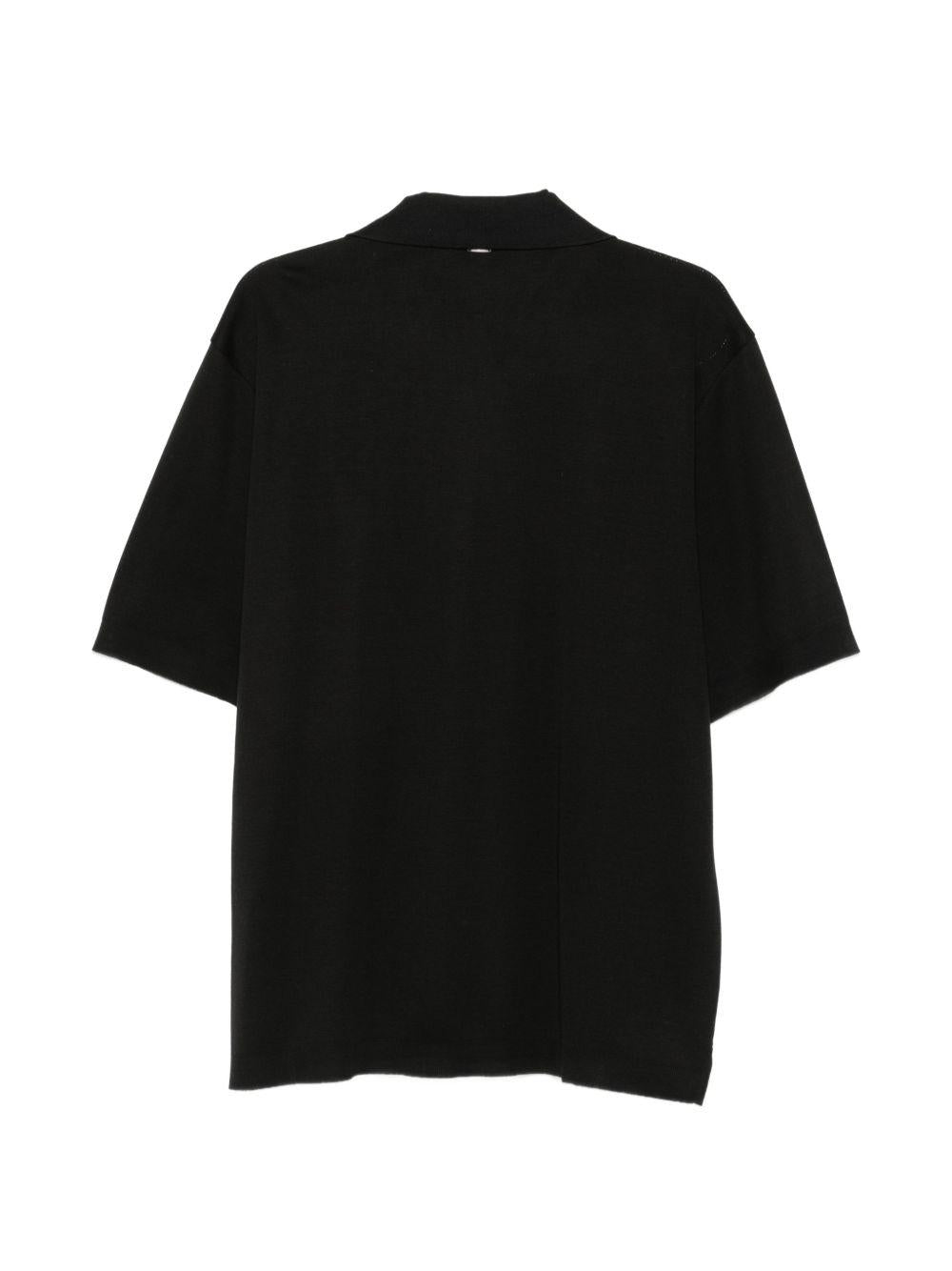 HERNO Camicia a maniche corte in cotone nero 