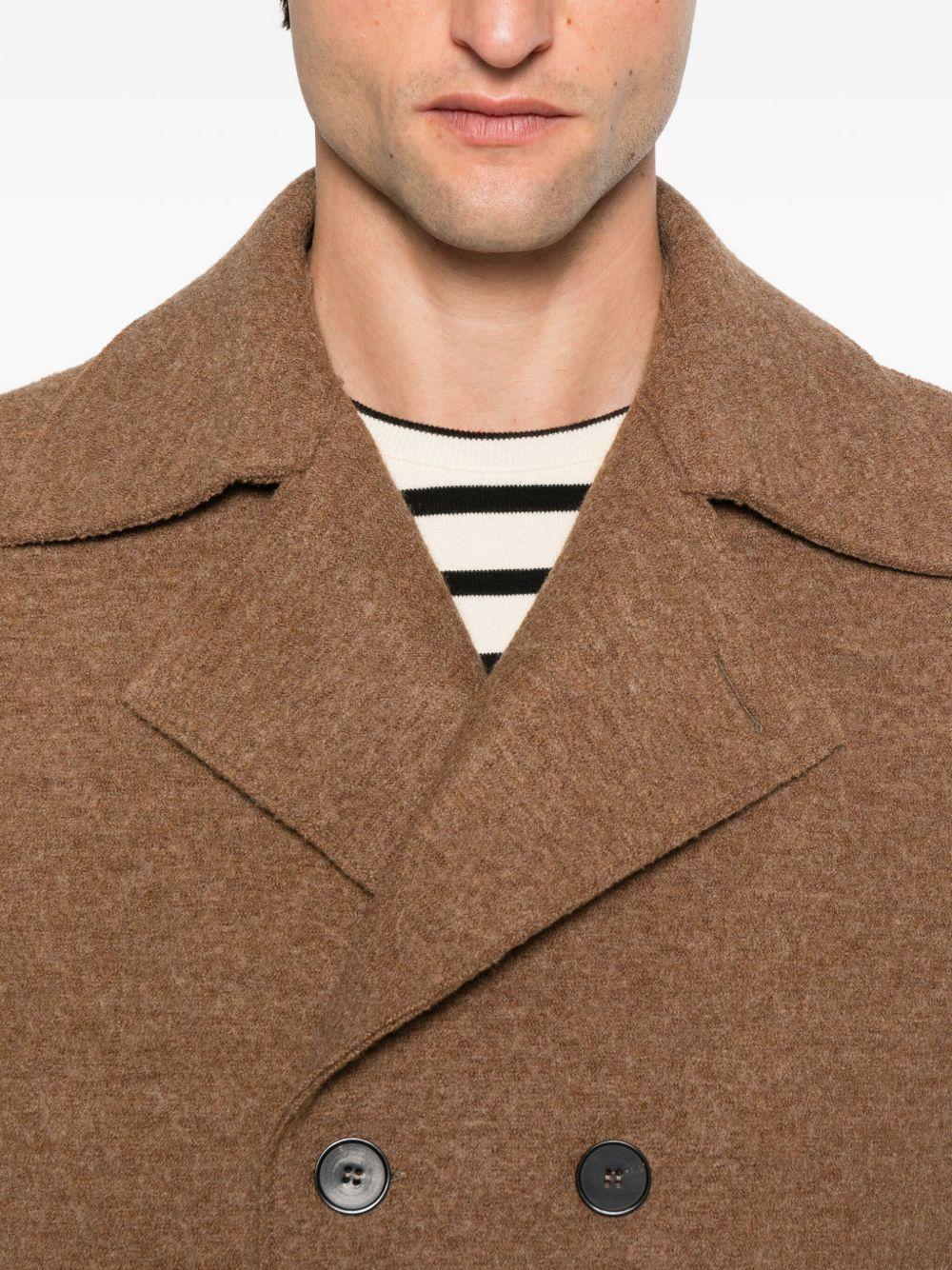 HARRIS WHARF LONDON Cappotto corto doppiopetto in lana marrone 