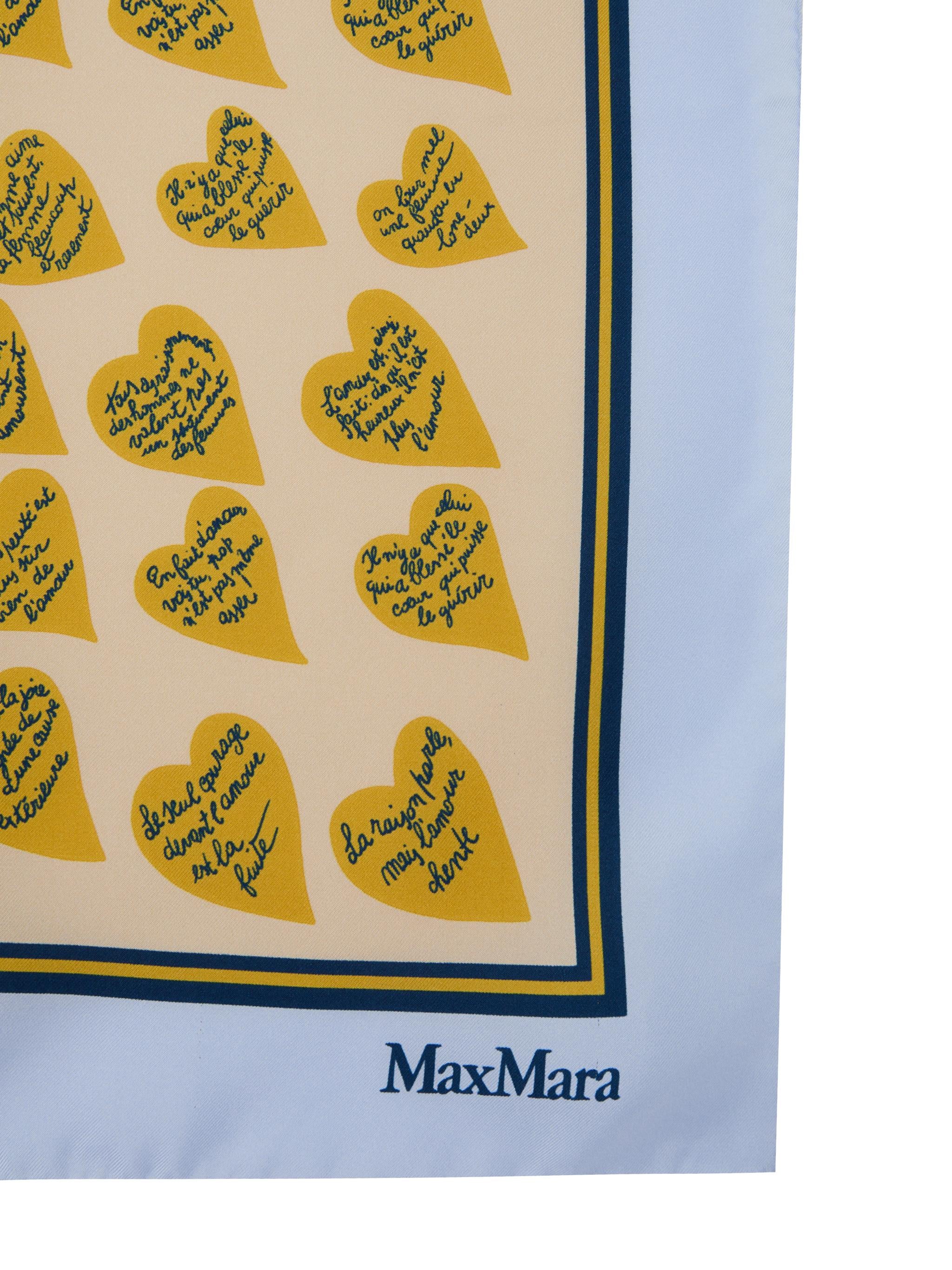 MAX MARA Sciarpa foulard Vallo con grafica a cuori celeste 