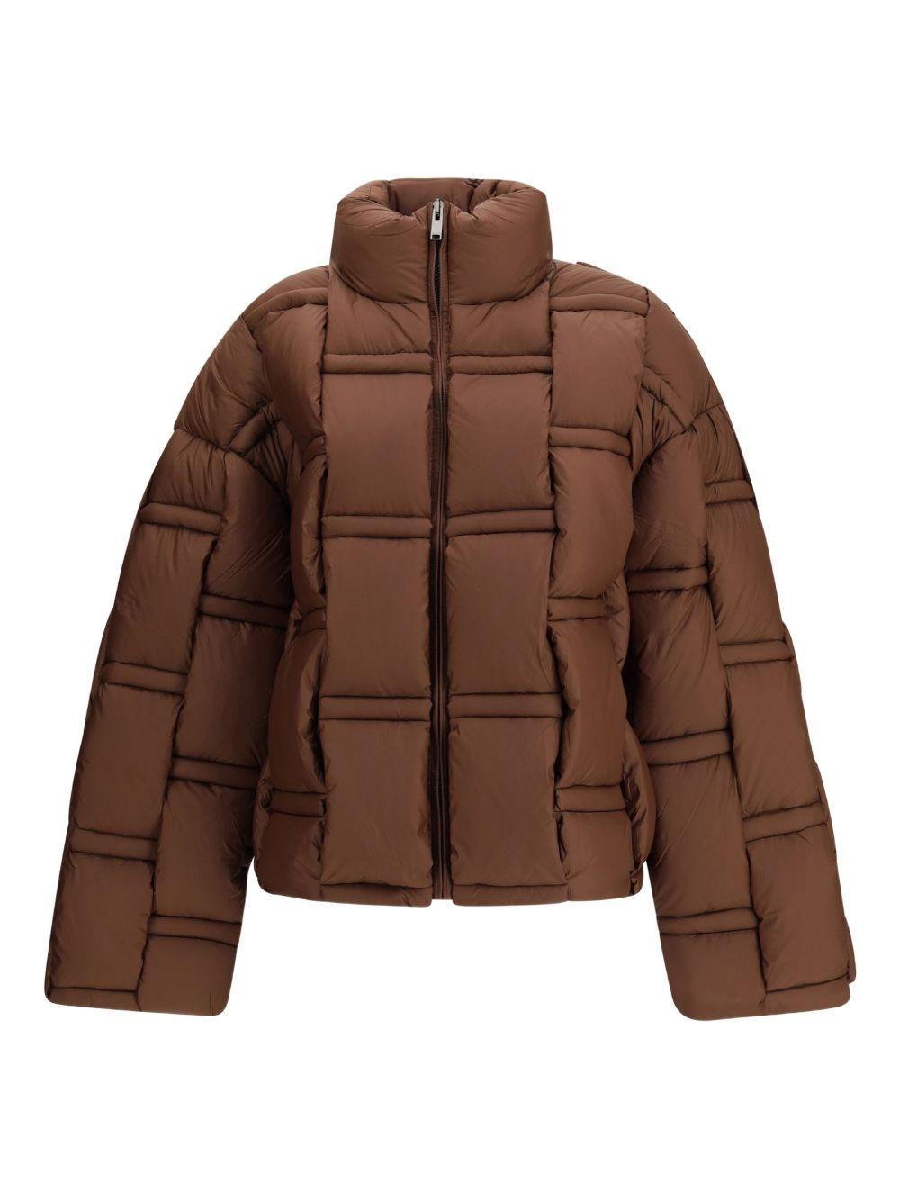 RAXXY Piumino marrone scuro con design imbottito intrecciato 