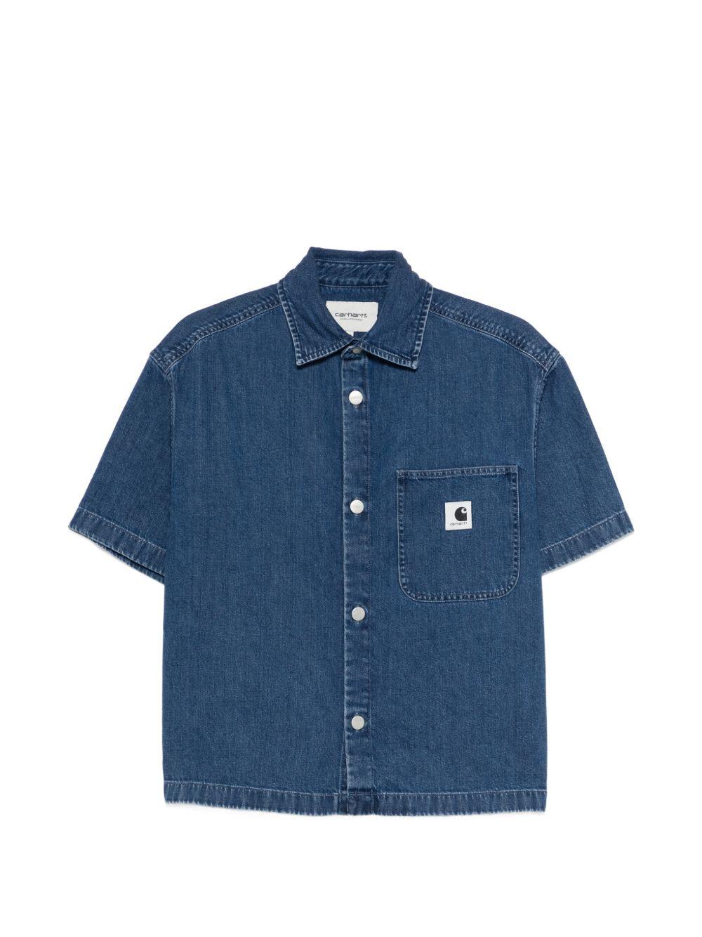 CARHARTT WIP Camicia a maniche corte in jeans con tasca sul petto 