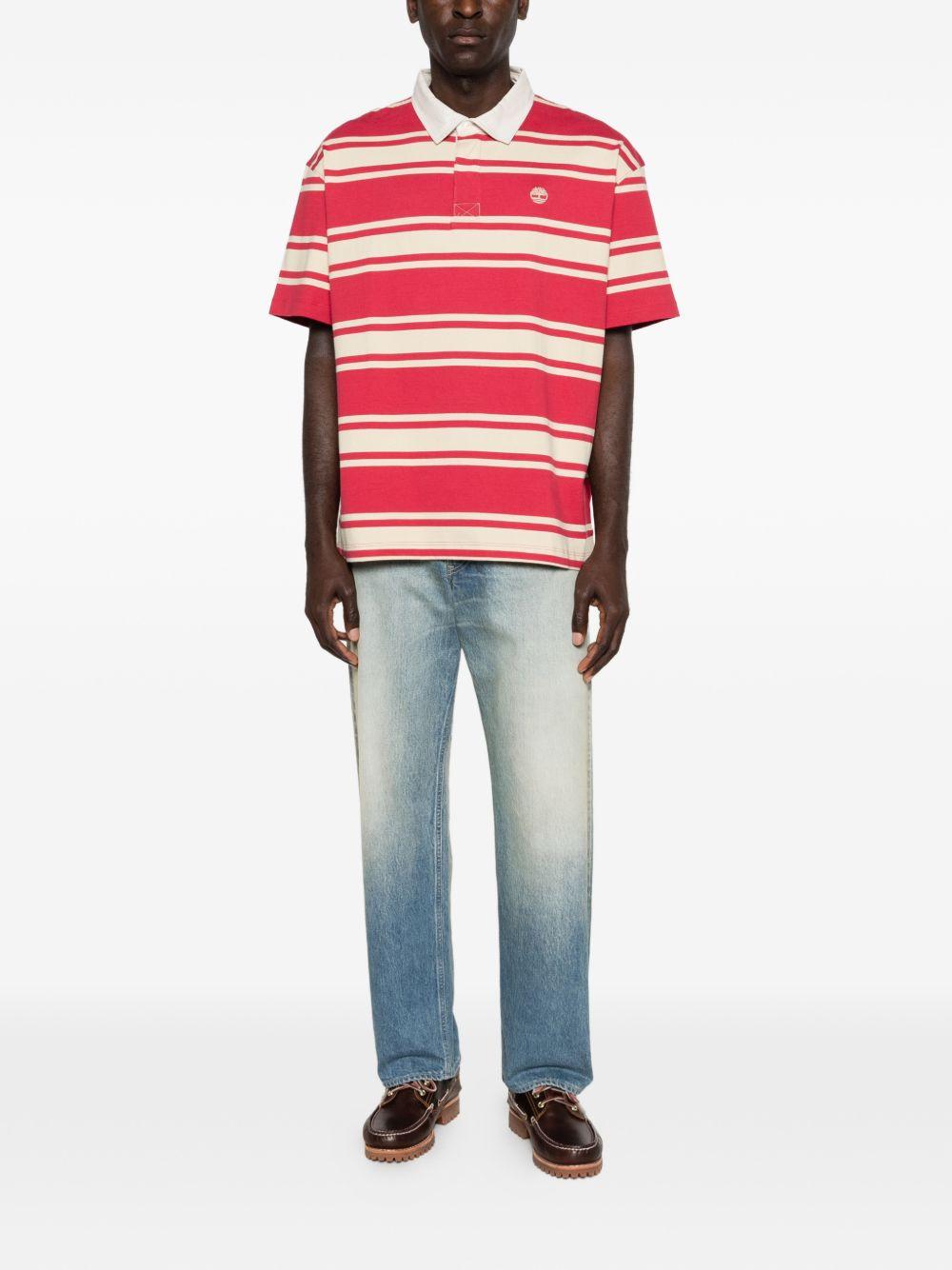TIMBERLAND Polo rossa a righe con logo 