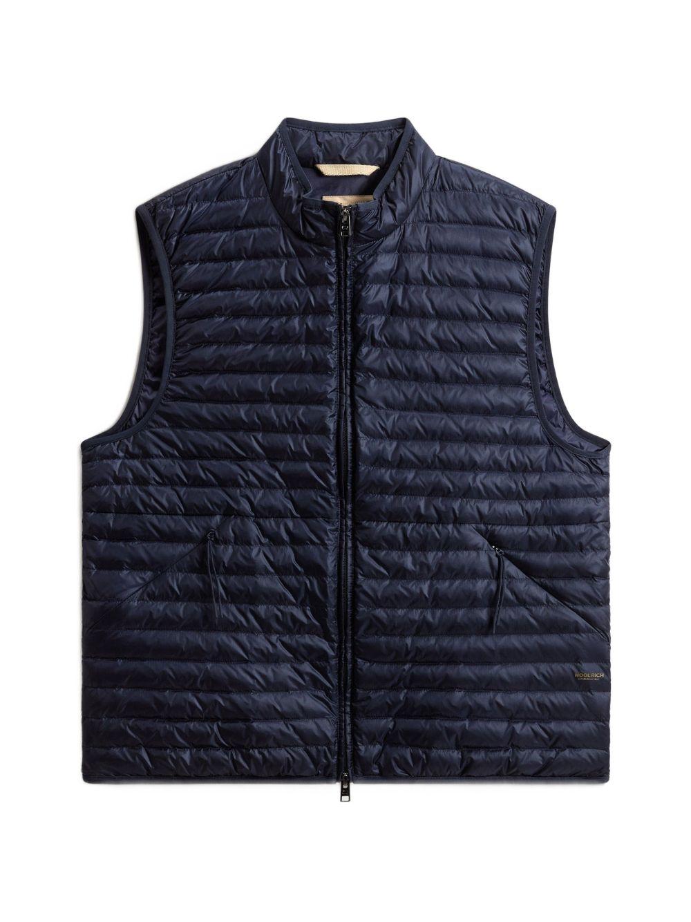 WOOLRICH Gilet trapuntato blu con zip 