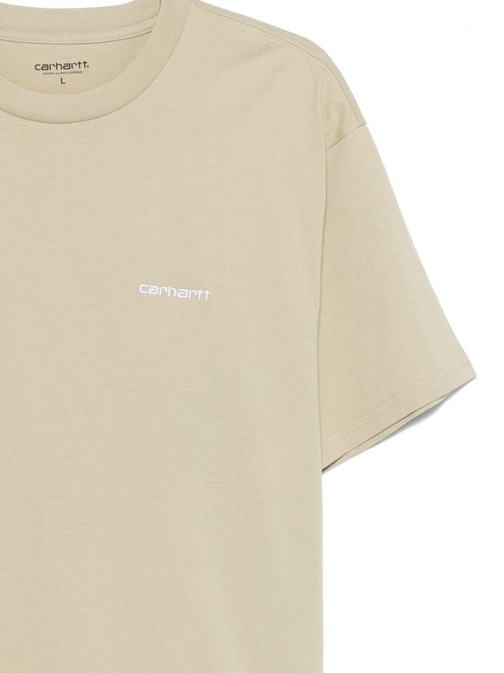 CARHARTT WIP T-shirt color nocciola con logo bianco sul petto 