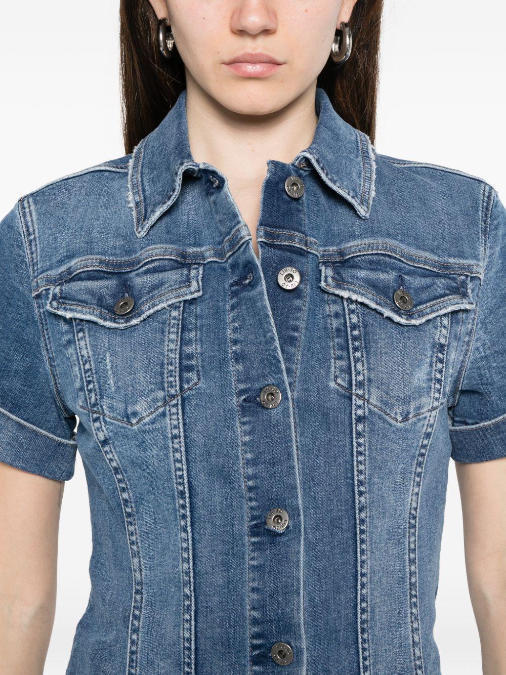 LIUJO Abito corto in blu jeans con tasche 
