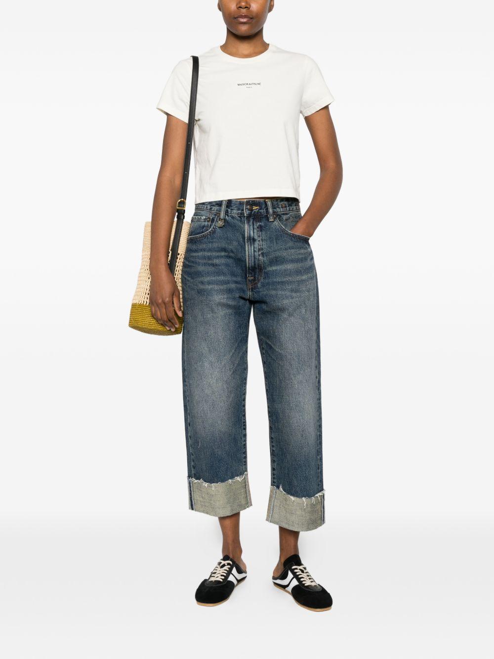 MAISON KITSUNE T-shirt con logo ricamato bianca 