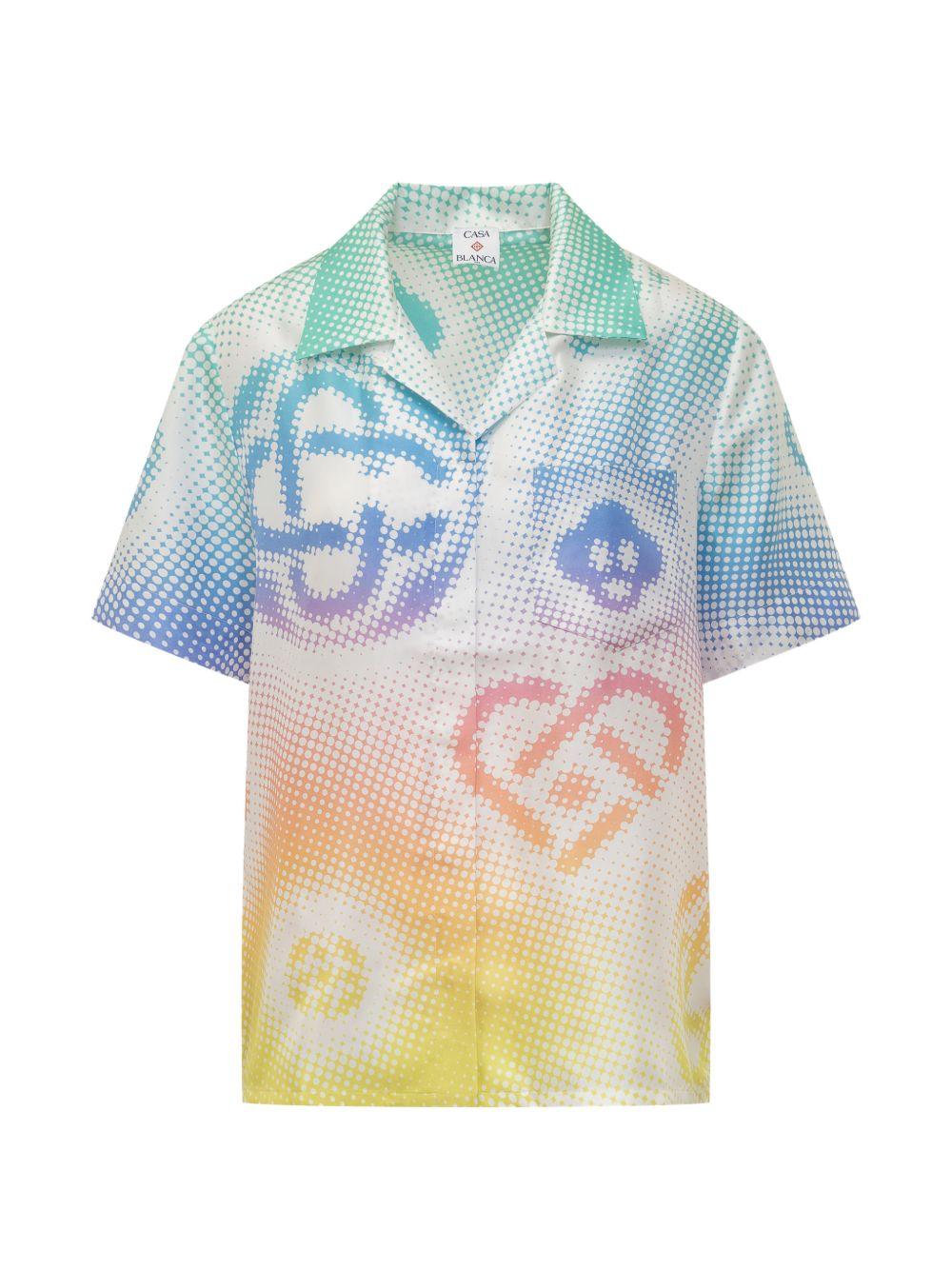 CASABLANCA Camicia con stampa logo all-over in seta multicolore 