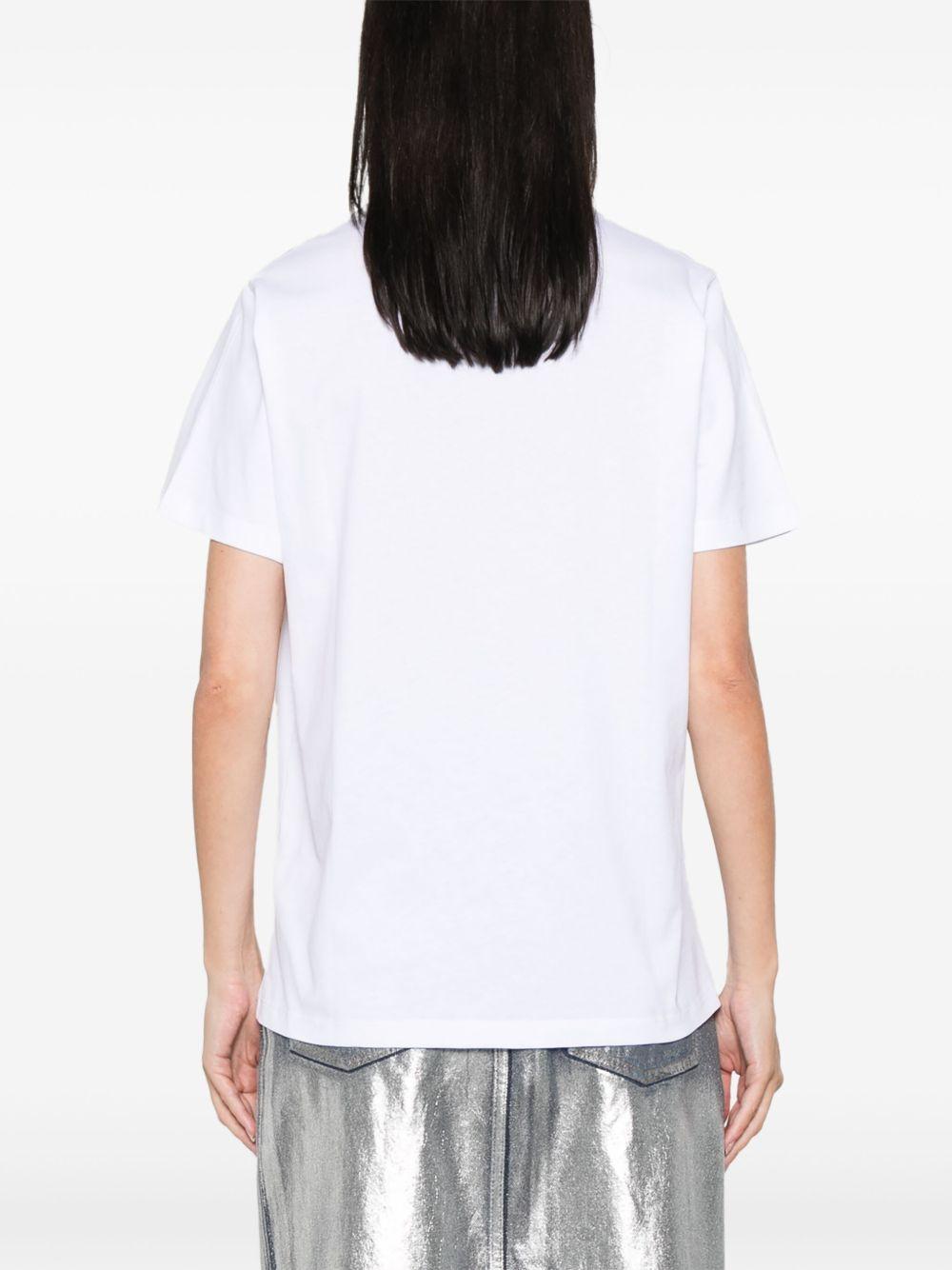 GANNI T-shirt in cotone bianco con leopardo 