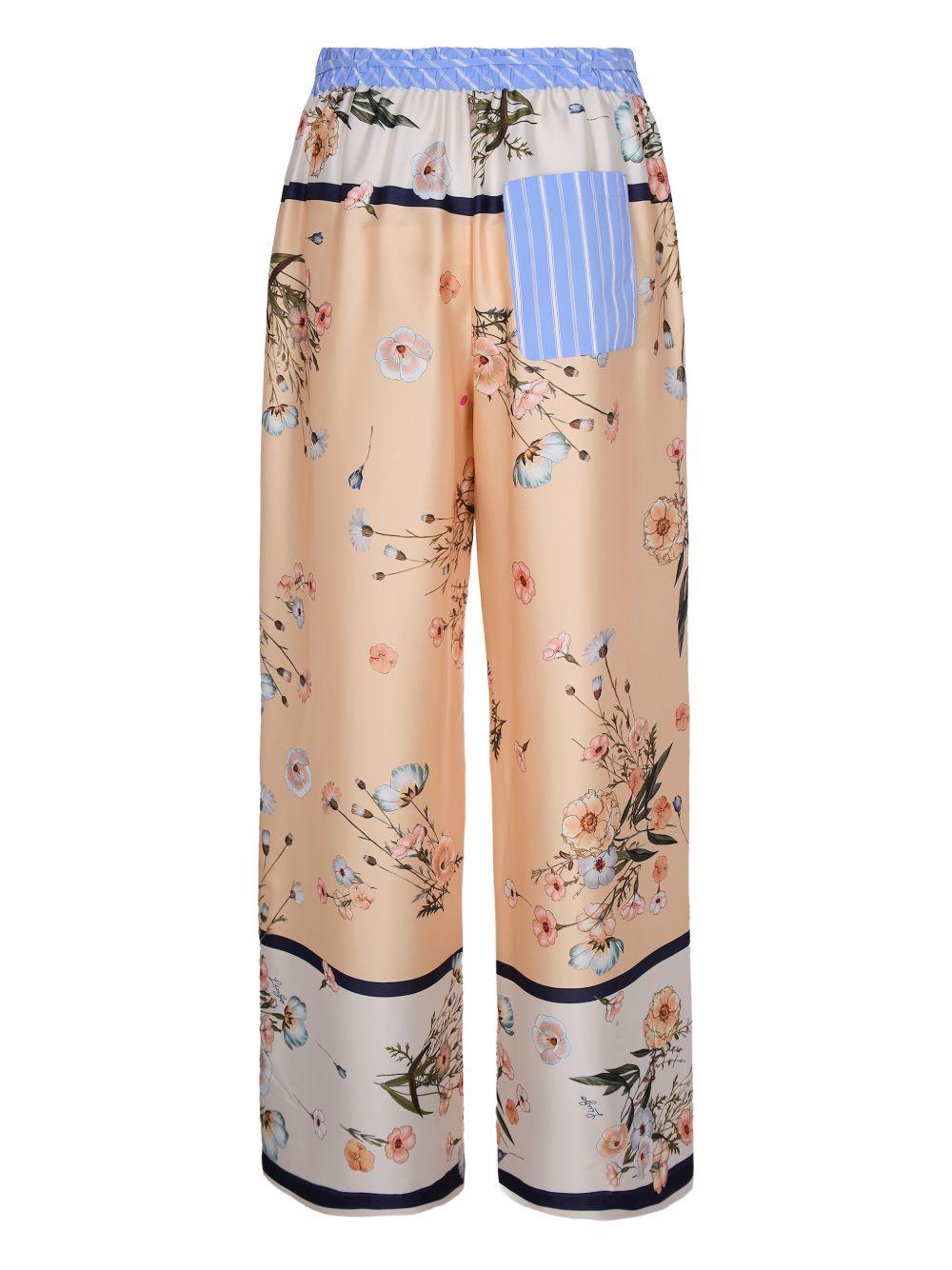LIUJO Pantaloni con stampa grafica floreale 