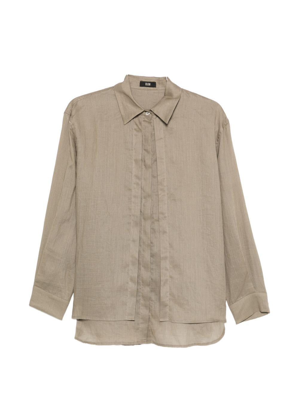ELEH Camicia a maniche lunghe color fango 