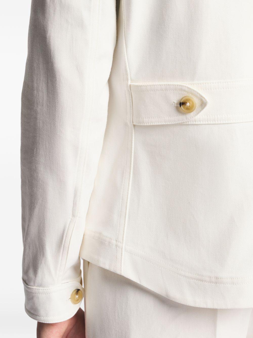 FAY Giacca camicia con alamari in cotone bianco 