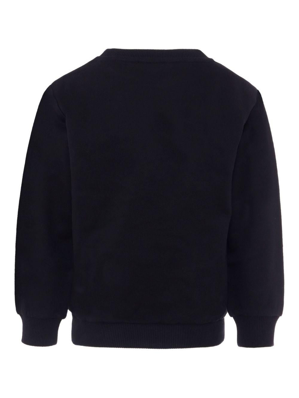 BALMAIN Felpa in cotone nero con stampa logo 