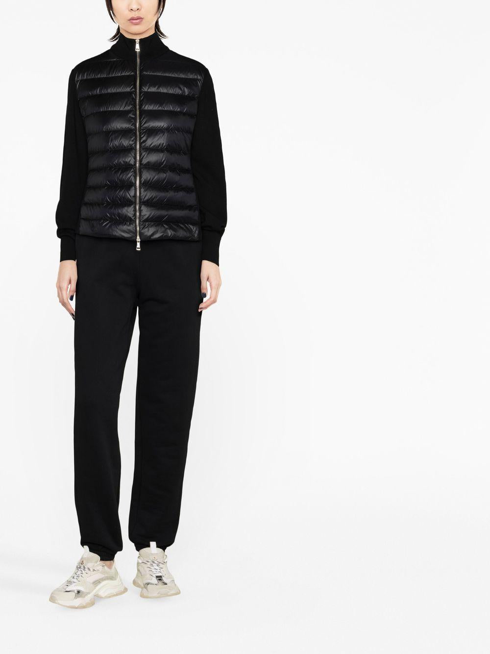 MONCLER Giacca cardigan nera con inserti 