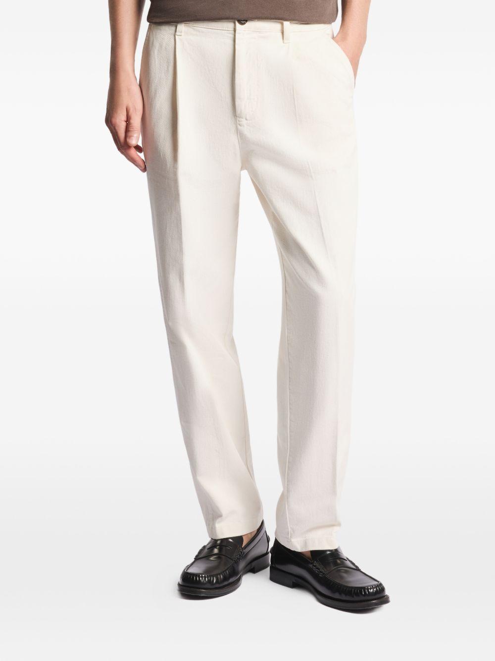 FAY Pantaloni in cotone ecrù con pinces 