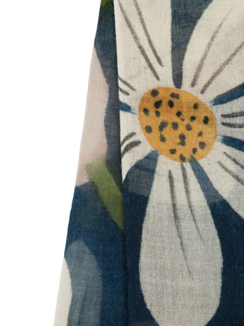 SGOMBERO CANTINE Sciarpa blu 'Cassiopea' con stampa margherite 