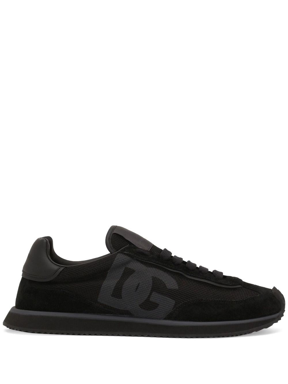 DOLCE e GABBANA Sneakers DG Cushion in pelle scamosciata e mesh nere 