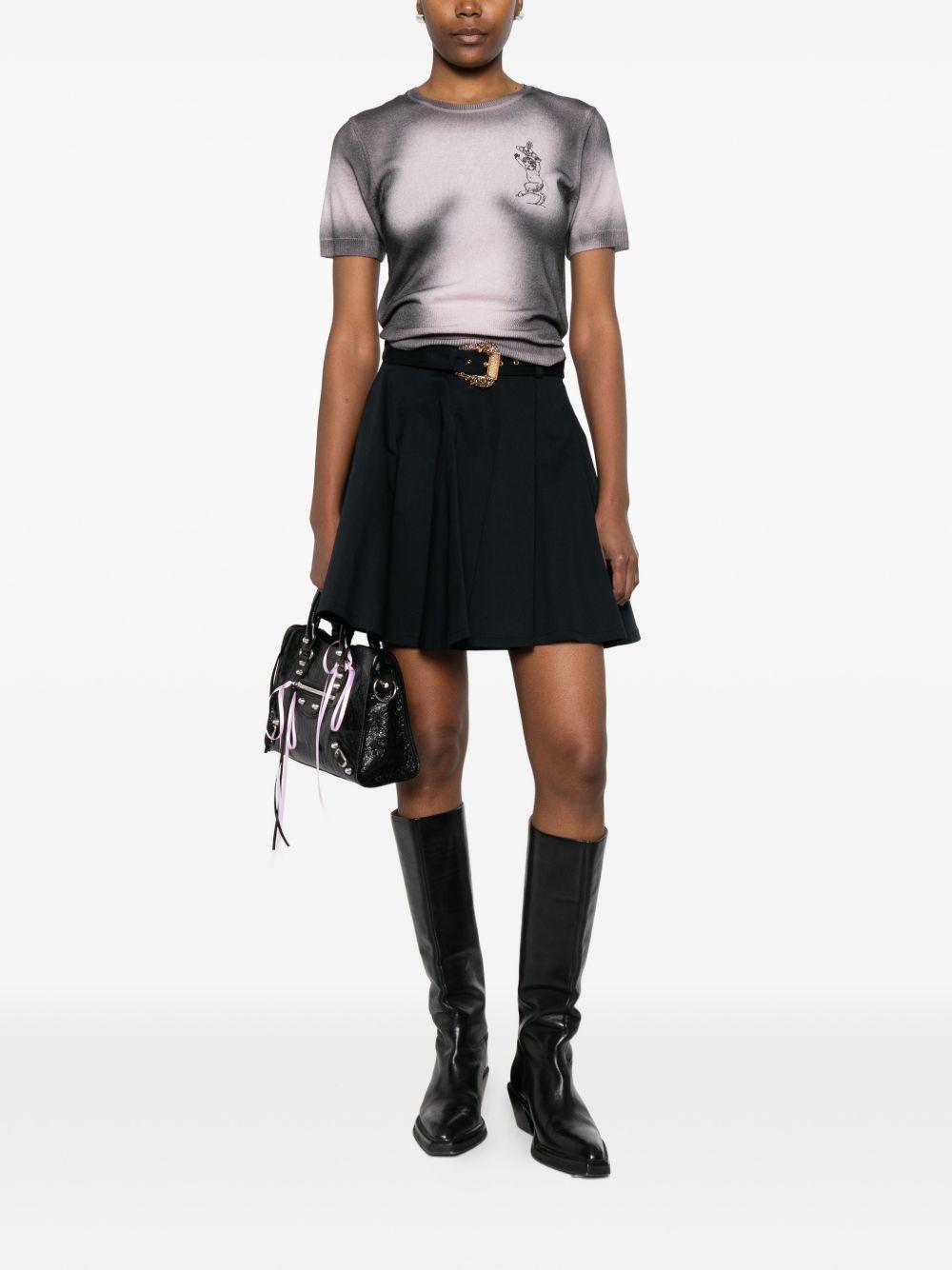 VERSACE JEANS COUTURE Gonna mini in cotone nero con cintura 